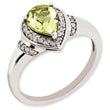 Sterling Silver Rhodium-plated Diamond & Lemon Quartz Ring - Birthstone Company
