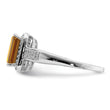 Sterling Silver Rhodium Diam. & Whiskey Quartz Ring - Birthstone Company