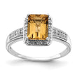 Sterling Silver Rhodium Diam. & Whiskey Quartz Ring - Birthstone Company