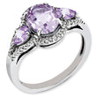 Sterling Silver Rhodium-plated Oval Diamond & Pink Quartz Ring, Size 7 - Birthstone Company