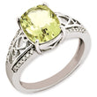 Sterling Silver Rhodium-plated Diamond & Lemon Quartz Ring, Size 7 - Birthstone Company