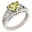 Sterling Silver Rhodium-plated Diamond & Lemon Quartz Ring, Size 7 - Birthstone Company