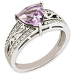 Sterling Silver Rhodium-plated Diamond & Pink Quartz Ring, Size 7 - Birthstone Company