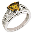 Sterling Silver Rhodium-plated Diamond & Whiskey Quartz Ring, Size 7 - Birthstone Company