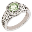 Sterling Silver Rhodium-plated Diamond & Green Quartz Ring, Size 7 - Birthstone Company