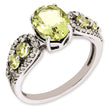 Sterling Silver Rhodium-plated Diamond & Lemon Quartz Ring, Size 7 - Birthstone Company