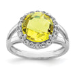 Sterling Silver Rhodium Lemon Quartz & White Topaz Ring