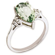 Sterling Silver Rhodium-plated Diamond & Green Quartz Ring, Size 6 - Birthstone Company