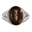 Sterling Silver Rhodium Smoky Quartz Ring