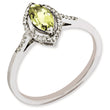 Sterling Silver Rhodium-plated Lemon Quartz & Diamond Ring - Birthstone Company