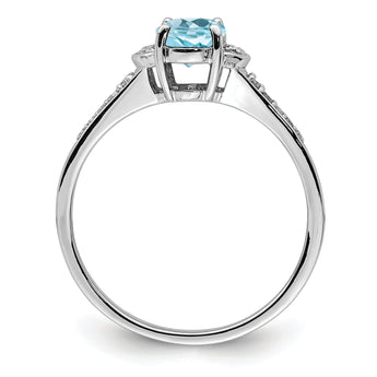 Sterling Silver Rhodium Diamond & Sky Blue Topaz Ring