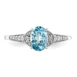 Sterling Silver Rhodium Diamond & Sky Blue Topaz Ring
