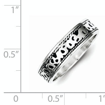 Sterling Silver Fancy Antiqued Band