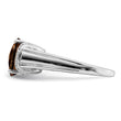 Sterling Silver Rhodium Checker-Cut Smoky Quartz & Diamond Ring