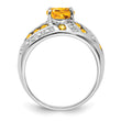 Sterling Silver Rhodium-plated Citrine & Diamond Ring, Size 5 - Birthstone Company