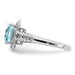 Sterling Silver Rhodium Checker-Cut Sky Blue Topaz & Diamond Ring