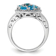 Sterling Silver Rhodium Light Swiss Blue Topaz & Diamond Ring