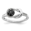 White Night Sterling Silver Rhodium-plated Black and White Diamond Love Knot Ring, Size 8 - Birthstone Company