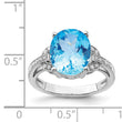 Sterling Silver Rhodium Swiss Blue Topaz & Diamond Ring