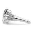 White Night Sterling Silver Rhodium-plated Black and White Diamond Heart Ring