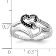 White Night Sterling Silver Rhodium-plated Black and White Diamond Heart Ring