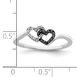 White Night Sterling Silver Rhodium-plated Black and White Diamond Double Heart Ring
