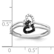 White Night Sterling Silver Rhodium-plated Black and White Diamond Double Heart Ring