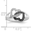 White Night Sterling Silver Rhodium-plated Black and White Diamond Hearts Ring