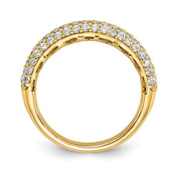 Sterling Silver Pav‚ Gold-plated 61 Stone CZ Ring - Birthstone Company