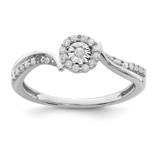 Sterling Silver Rhodium Diamond Ring