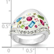 Sterling Silver Stellux Multi-Color Crystal White Ring