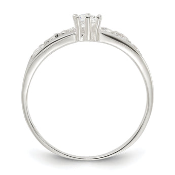 Sterling Silver Row and Solitaire CZ Ring