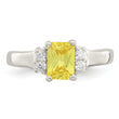 Sterling Silver Yellow & White CZ Ring