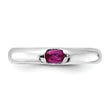 Sterling Silver Red Oval CZ Half Bezel Ring