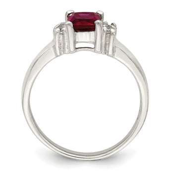 Sterling Silver Red & White CZ Ring