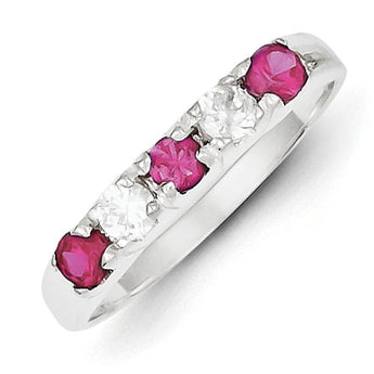 Sterling Silver Red & White CZ Ring
