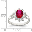 Sterling Silver Red Oval CZ Cluster Ring