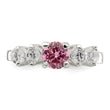 Sterling Silver Pink Round CZ WithSide Stones Ring