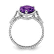 Sterling Silver Rhodium-plated Amethyst Pear Twisted Ring, Size 8 - Birthstone Company