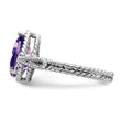 Sterling Silver Rhodium-plated Amethyst Pear Twisted Ring, Size 8 - Birthstone Company