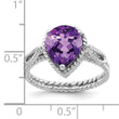 Sterling Silver Rhodium-plated Amethyst Pear Twisted Ring, Size 8 - Birthstone Company