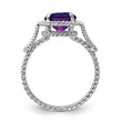 Sterling Silver Rhodium-Plated Amethyst Twisted Circle Ring - Birthstone Company