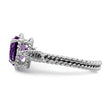 Sterling Silver Rhodium-Plated Amethyst Twisted Circle Ring - Birthstone Company