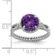 Sterling Silver Rhodium-Plated Amethyst Twisted Circle Ring - Birthstone Company