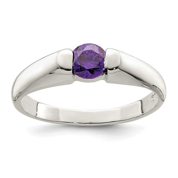 Sterling Silver Purple Round CZ Ring