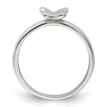 Sterling Silver Rhodium-plated Polished Butterfly Children's Ring