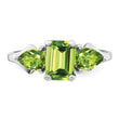 Sterling Silver Rhodium Peridot Ring, Size 9 - Birthstone Company