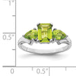 Sterling Silver Rhodium Peridot Ring, Size 9 - Birthstone Company