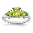 Sterling Silver Rhodium Peridot Ring, Size 9 - Birthstone Company