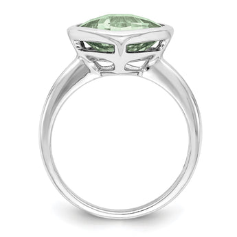 Sterling Silver Rhodium Green Quartz Ring - Birthstone Company